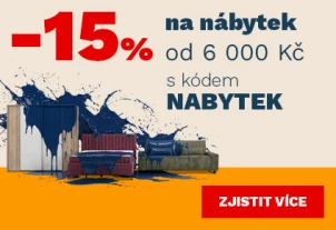 15 % na NÁBYTEK od 6000Kč/200€ 7-9-9-2026