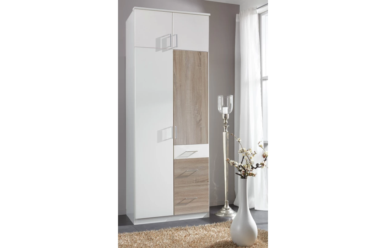 Šatní skříň bez zrcadla Click, 91 cm, bílá/dub sonoma 37