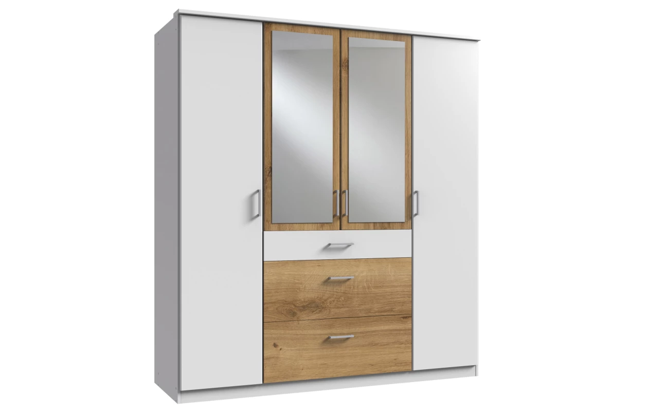 Šatní skříň bez zrcadla Click, 91 cm, bílá/prkenný dub 25