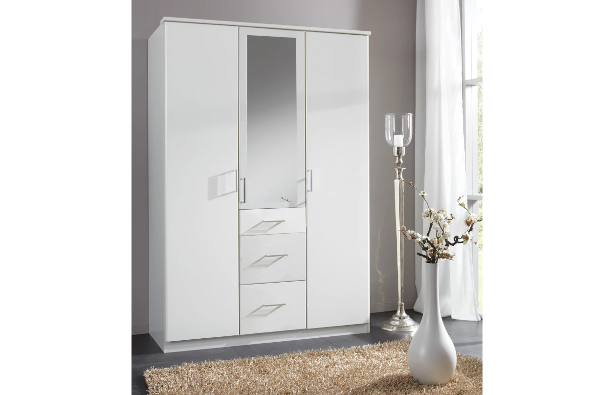 Šatní skříň bez zrcadla Click, 91 cm, bílá/prkenný dub 34