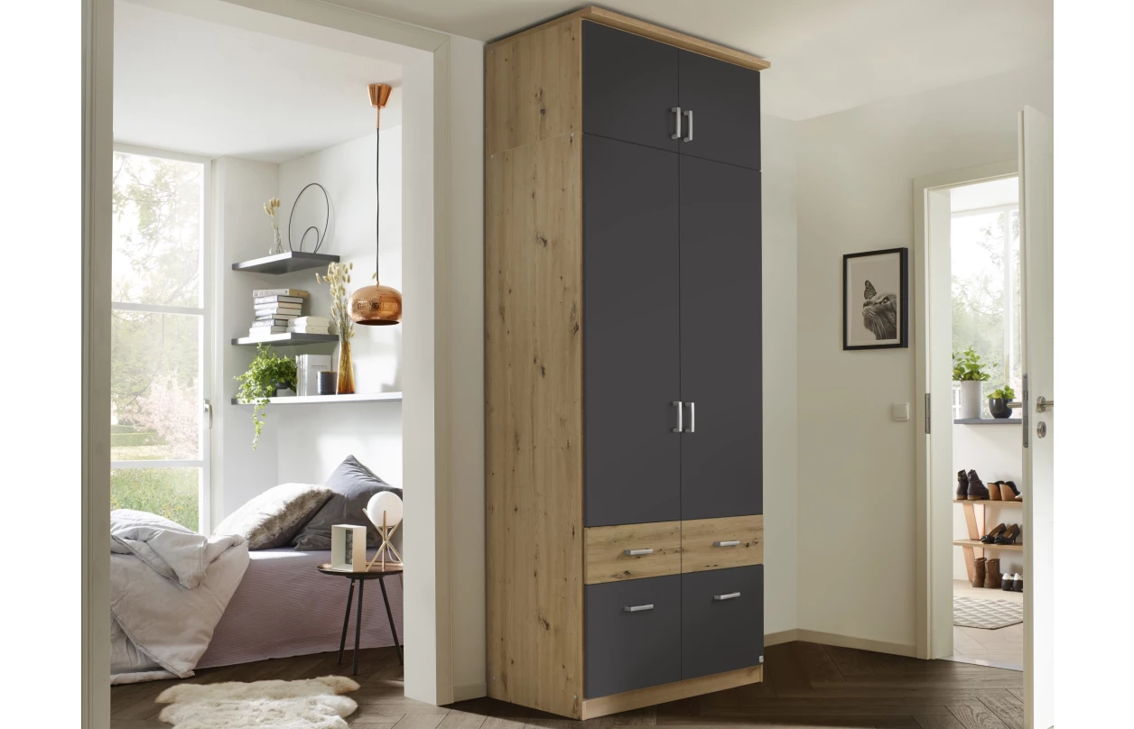Skříňový nástavec Bremen, 91 cm, dub artisan/tmavě šedý 29