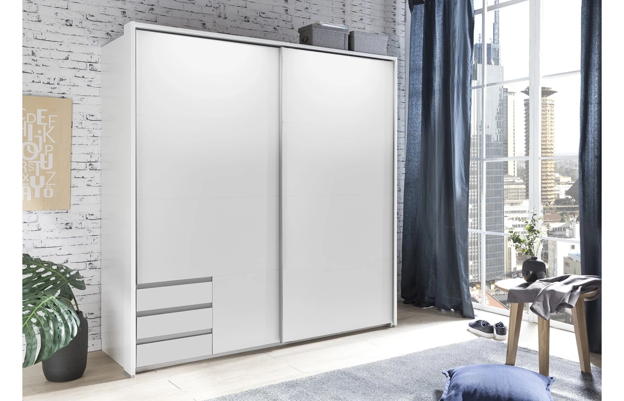 Paspartový rám k šatní skříni Emden, 138 cm, bílý 8