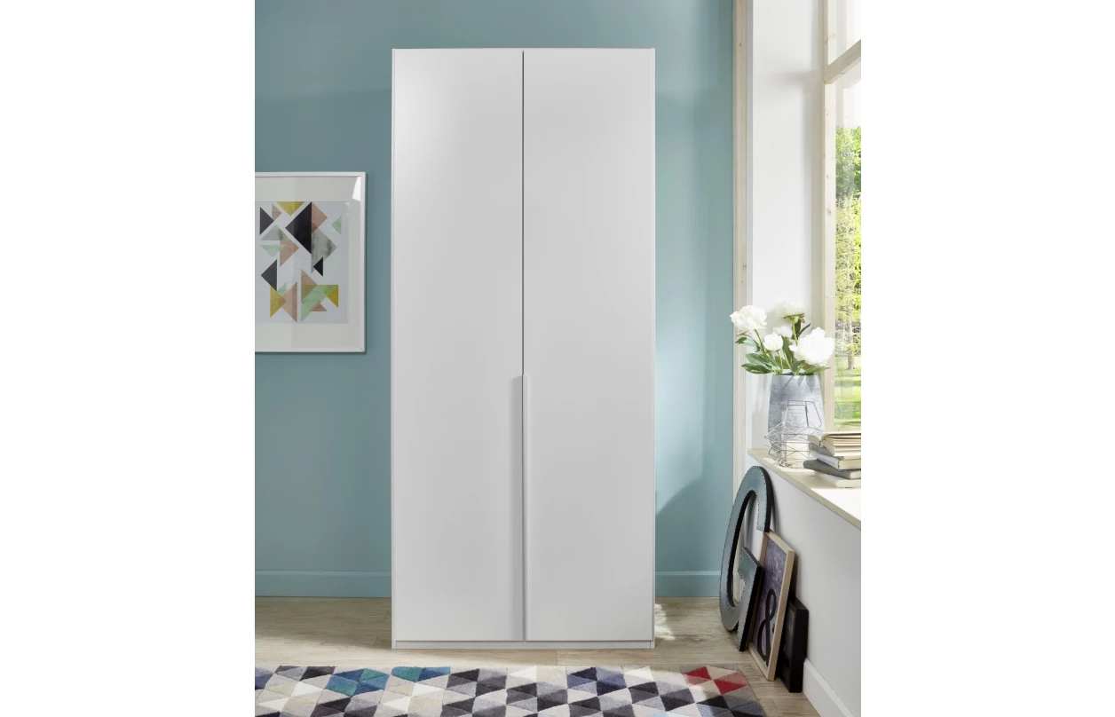 Šatní skříň New York D, 135 cm, bílá/bílý lesk 3