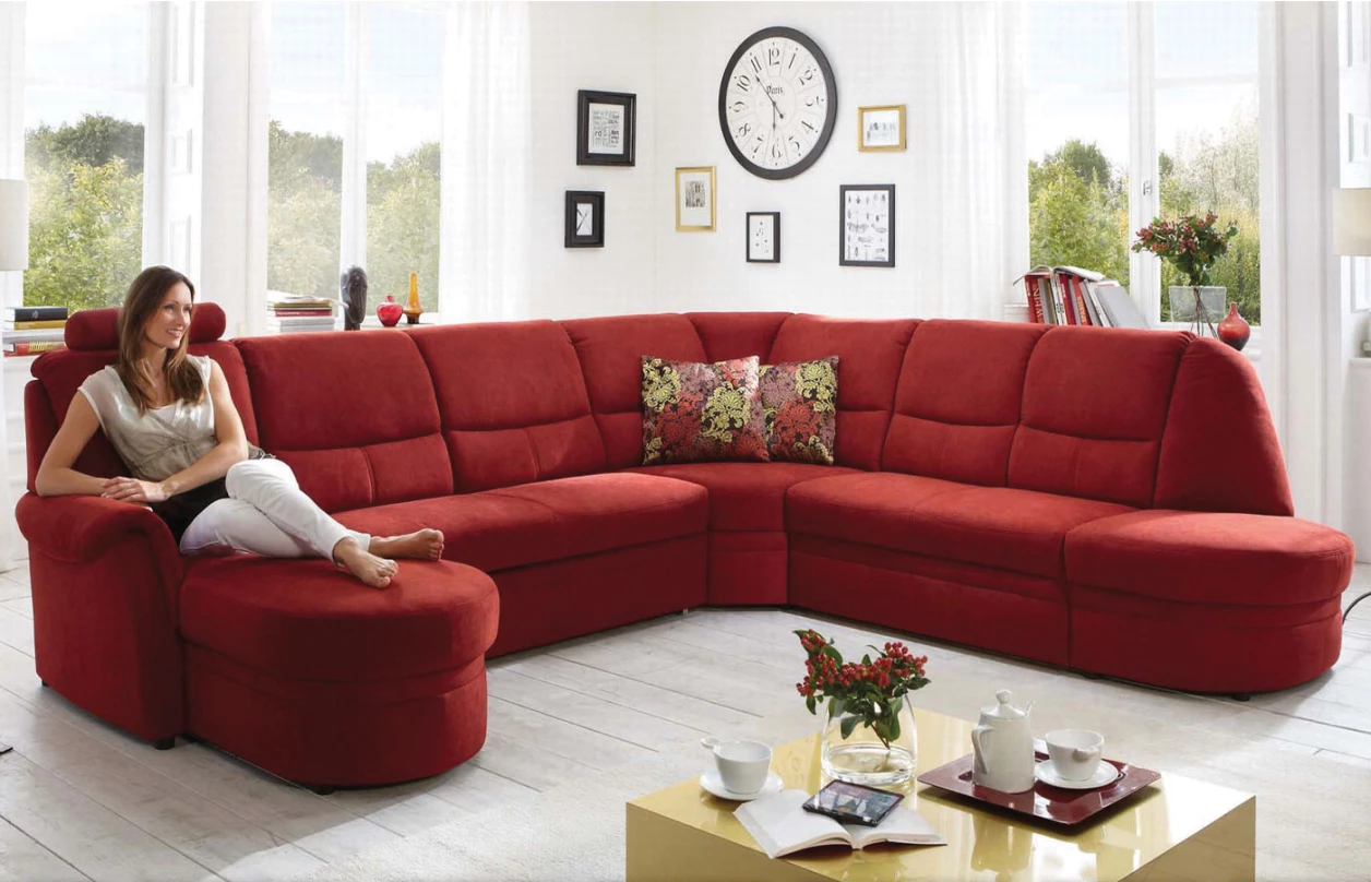 Sedací souprava Relaxness, tvar U, světle šedá látka, bez funkcí 1