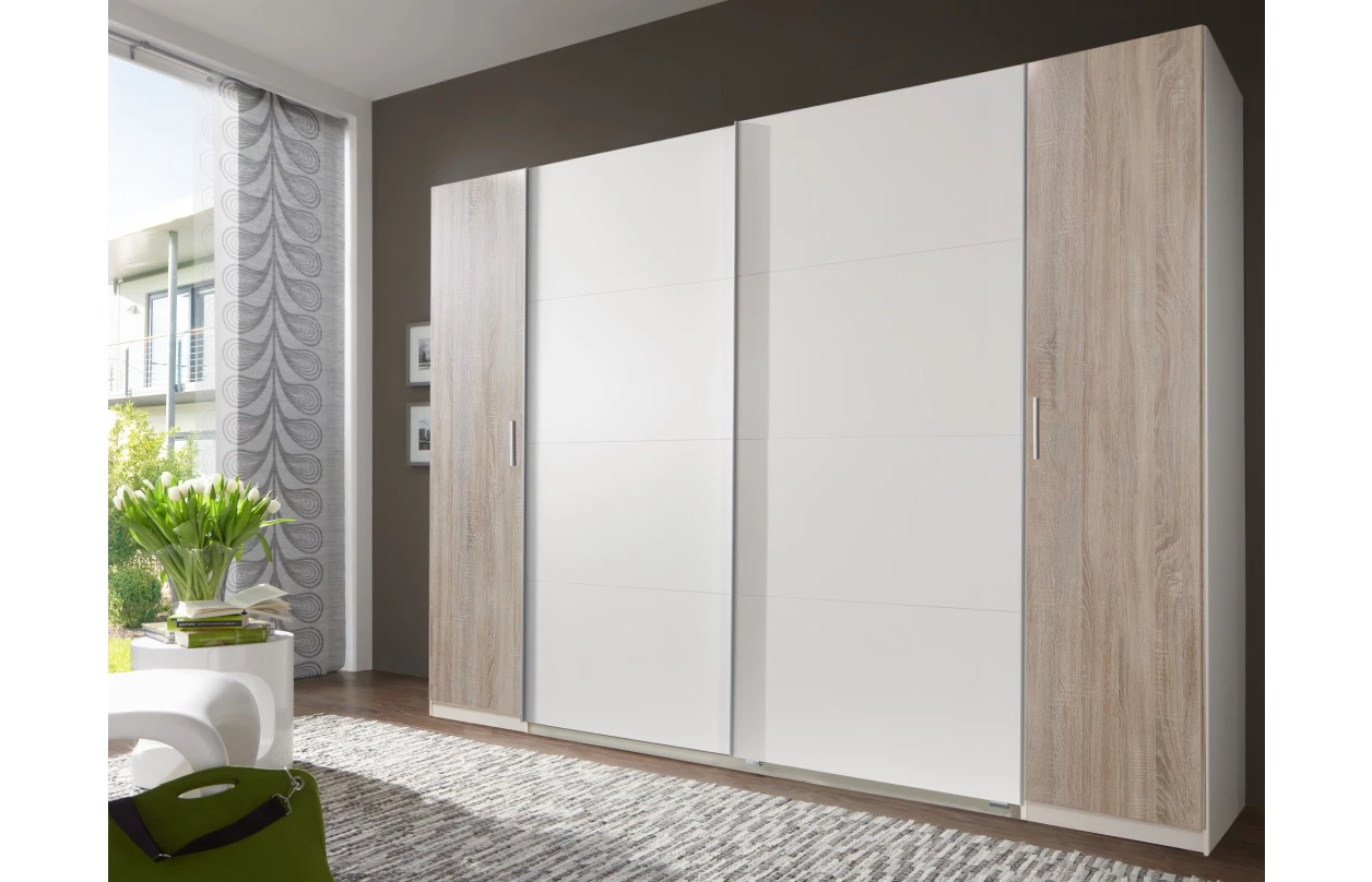 Šatní skříň Lotto, 270 cm, dub hickory/antracitová ocel 8