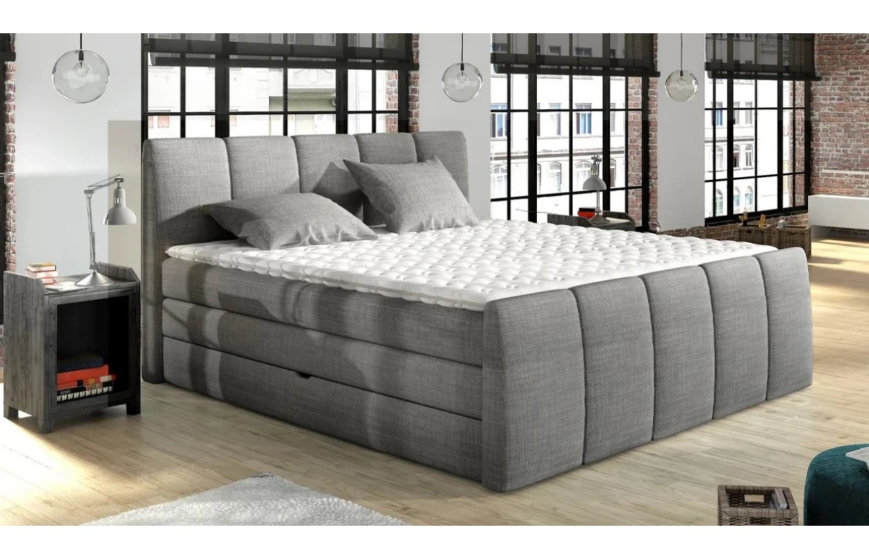 Postel boxspring Fresco 180x200 cm, tmavě šedá látka 1