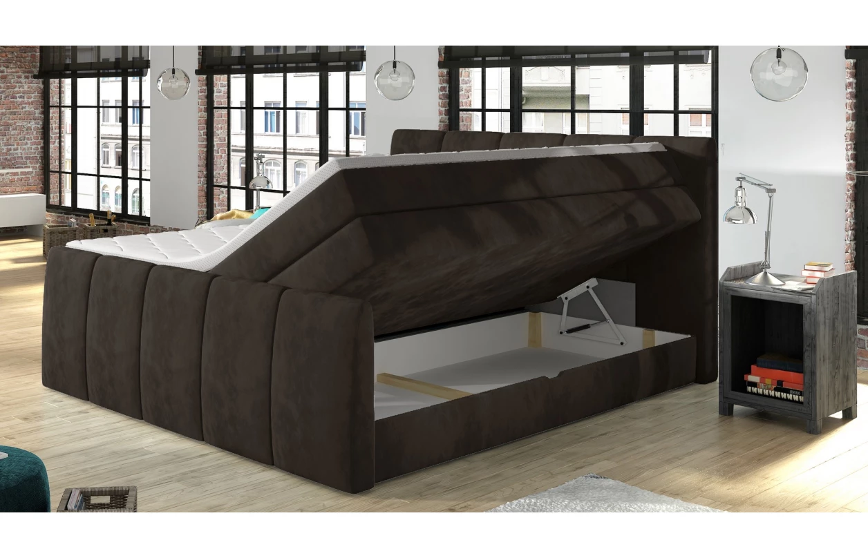Postel boxspring Fresco 180x200 cm, tmavě šedá látka 9