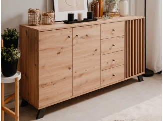Široká komoda Merida, 160 cm, dub artisan/antracit