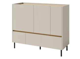 Komoda se zásuvkami Lucky, 120 cm, pískově béžová/olejovaný dub