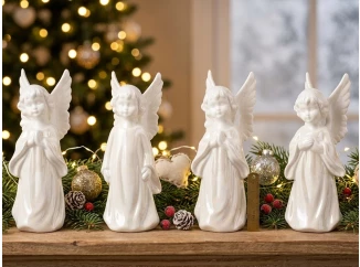 Dekorační soška (mix) Stojící anděl, bílý porcelán