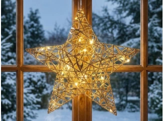 Vánoční dekorace LED hvězda 30 cm, zlatá