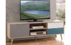 TV skříňka Cuba, dub/bílá/šedá/petrolejová