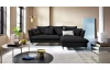 Rohová sedací souprava Glam, černá látka, pravý roh