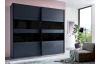 Šatní skříň Easy Plus, šířka 180 cm/výška 208 cm, grafit/sklo