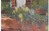 Ručně malovaný obraz Domek 150x50 cm, výrazná struktura