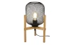 Stolní lampa Calimero, dřevo, drátěné stínidlo