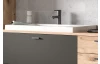 Závěsná koupelnová skříňka s umyvadlem Grado, dub nox/šedá